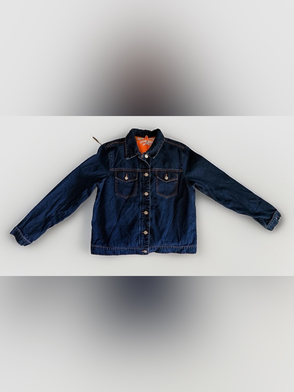 Tommy Hilfiger Dark Wash Denim Jacket Orange Liner M